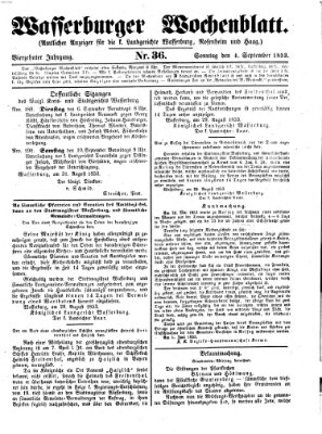 Wasserburger Wochenblatt Sonntag 4. September 1853