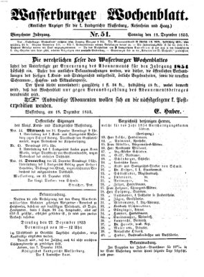 Wasserburger Wochenblatt Sonntag 18. Dezember 1853