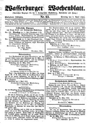 Wasserburger Wochenblatt Sonntag 9. April 1854