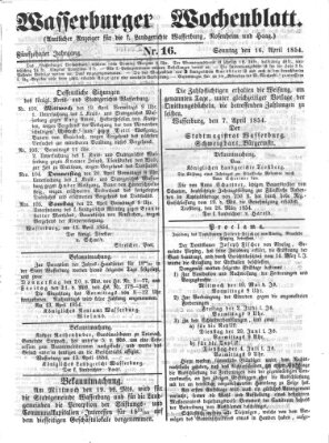 Wasserburger Wochenblatt Sonntag 16. April 1854