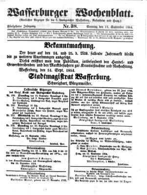 Wasserburger Wochenblatt Sonntag 17. September 1854