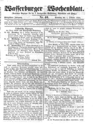 Wasserburger Wochenblatt Sonntag 1. Oktober 1854