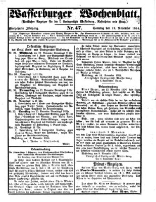 Wasserburger Wochenblatt Sonntag 19. November 1854