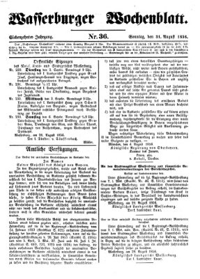 Wasserburger Wochenblatt Sonntag 31. August 1856