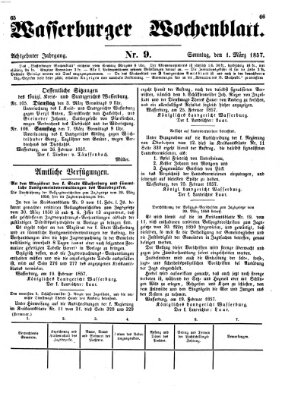 Wasserburger Wochenblatt Sonntag 1. März 1857