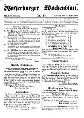 Wasserburger Wochenblatt Sonntag 26. April 1857