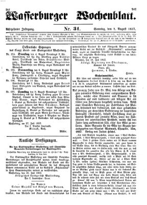 Wasserburger Wochenblatt Sonntag 2. August 1857