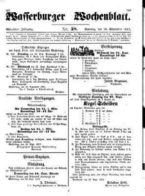 Wasserburger Wochenblatt Sonntag 20. September 1857