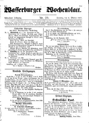 Wasserburger Wochenblatt Sonntag 4. Oktober 1857