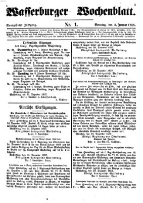 Wasserburger Wochenblatt Sonntag 3. Januar 1858