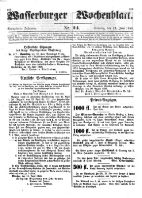 Wasserburger Wochenblatt Sonntag 13. Juni 1858