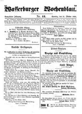 Wasserburger Wochenblatt Sonntag 31. Oktober 1858