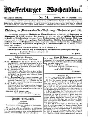 Wasserburger Wochenblatt Sonntag 19. Dezember 1858