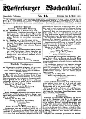 Wasserburger Wochenblatt Sonntag 3. April 1859