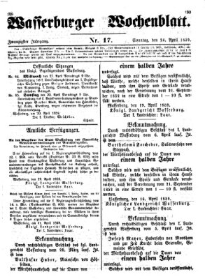 Wasserburger Wochenblatt Sonntag 24. April 1859