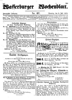 Wasserburger Wochenblatt Sonntag 3. Juli 1859