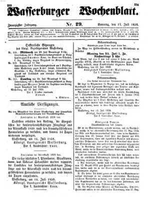 Wasserburger Wochenblatt Sonntag 17. Juli 1859