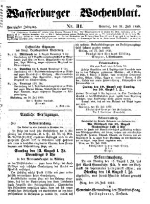 Wasserburger Wochenblatt Sonntag 31. Juli 1859