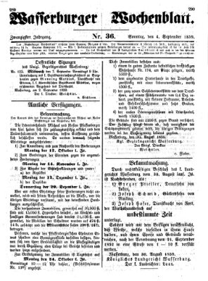 Wasserburger Wochenblatt Sonntag 4. September 1859