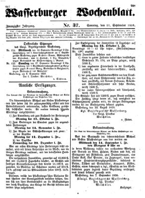 Wasserburger Wochenblatt Sonntag 11. September 1859