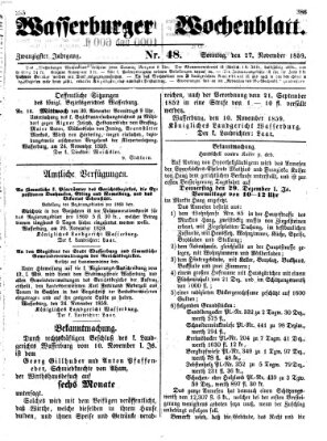 Wasserburger Wochenblatt Sonntag 27. November 1859