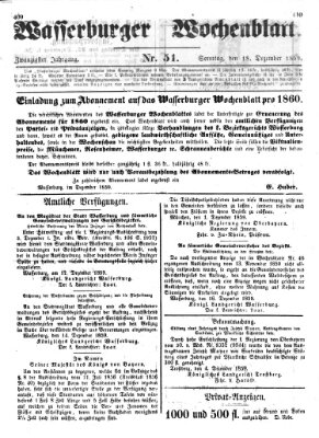 Wasserburger Wochenblatt Sonntag 18. Dezember 1859