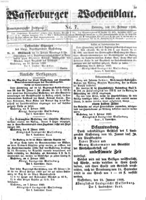 Wasserburger Wochenblatt Sonntag 12. Februar 1860