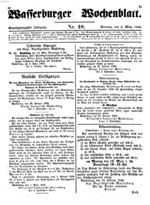 Wasserburger Wochenblatt Sonntag 4. März 1860