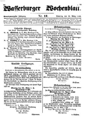 Wasserburger Wochenblatt Sonntag 18. März 1860