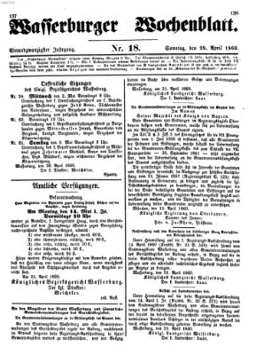 Wasserburger Wochenblatt Sonntag 29. April 1860