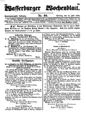 Wasserburger Wochenblatt Sonntag 15. Juli 1860