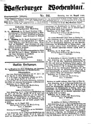 Wasserburger Wochenblatt Sonntag 19. August 1860