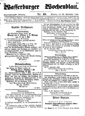 Wasserburger Wochenblatt Sonntag 30. September 1860