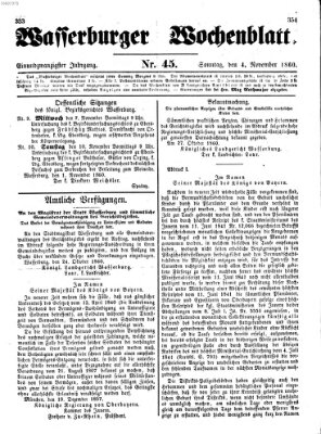 Wasserburger Wochenblatt Sonntag 4. November 1860