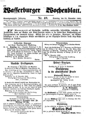 Wasserburger Wochenblatt Sonntag 25. November 1860