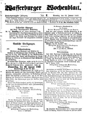 Wasserburger Wochenblatt Sonntag 12. Januar 1862