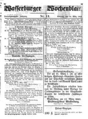 Wasserburger Wochenblatt Sonntag 16. März 1862