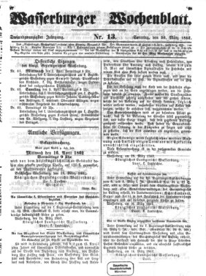 Wasserburger Wochenblatt Sonntag 30. März 1862