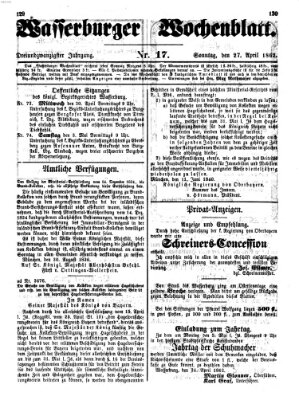 Wasserburger Wochenblatt Sonntag 27. April 1862