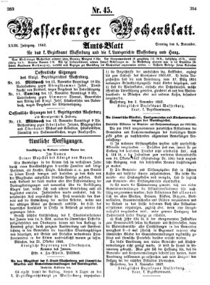 Wasserburger Wochenblatt Sonntag 9. November 1862