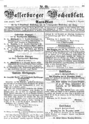 Wasserburger Wochenblatt Sonntag 7. Dezember 1862