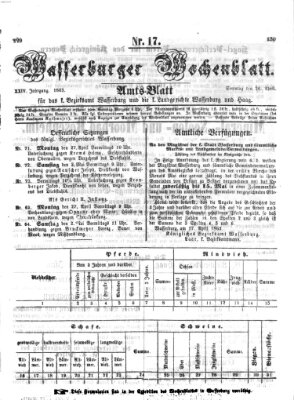 Wasserburger Wochenblatt Sonntag 26. April 1863