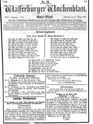 Wasserburger Wochenblatt Sonntag 20. März 1864