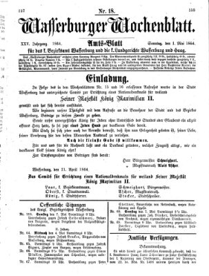 Wasserburger Wochenblatt Sonntag 1. Mai 1864