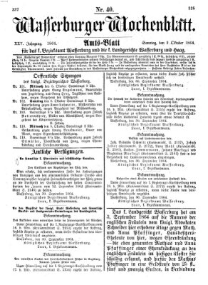 Wasserburger Wochenblatt Sonntag 2. Oktober 1864