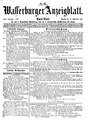 Wasserburger Anzeigblatt (Wasserburger Wochenblatt) Sonntag 17. September 1865