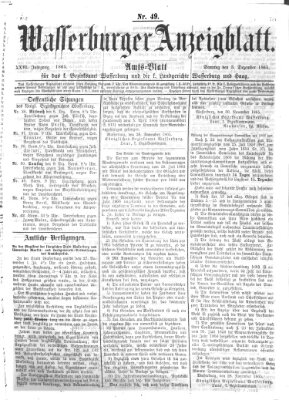 Wasserburger Anzeigblatt (Wasserburger Wochenblatt) Sonntag 3. Dezember 1865