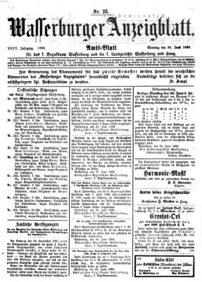 Wasserburger Anzeigblatt (Wasserburger Wochenblatt) Sonntag 24. Juni 1866