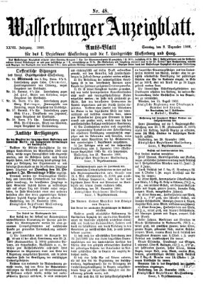 Wasserburger Anzeigblatt (Wasserburger Wochenblatt) Sonntag 2. Dezember 1866