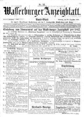 Wasserburger Anzeigblatt (Wasserburger Wochenblatt) Sonntag 30. Dezember 1866